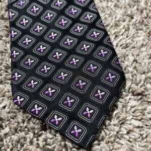 IKE BEHAR Mens Silk Tie black purple